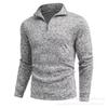 Mens Long Sleeve Zip Up Solid Casual Polo Shirt
