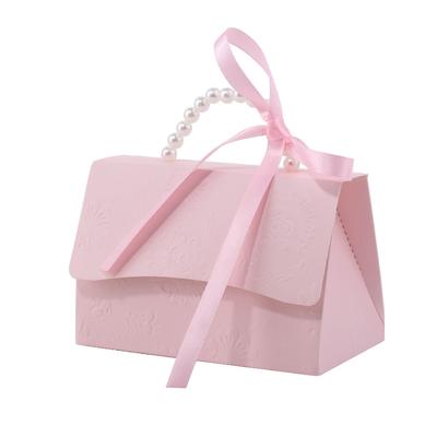10 db Esküvői Köszönetajándék Doboz DIY Készlet Kraft Papír Doboz Gyöngy Fogantyúval Szalagok Ajándékdobozok Születésnapi Parti Köszönetajándék Boutique Esküvő és Évforduló