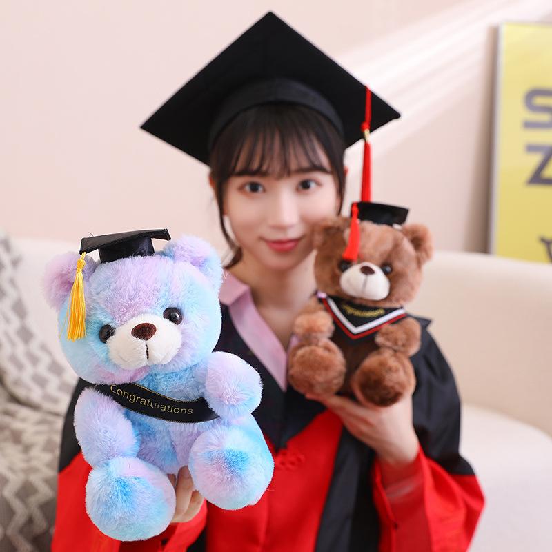Cute Dress Colorful Doctor Bear Doll Plush Toy Teddy Bear Graduation Bear Doll Student Graduation Gift