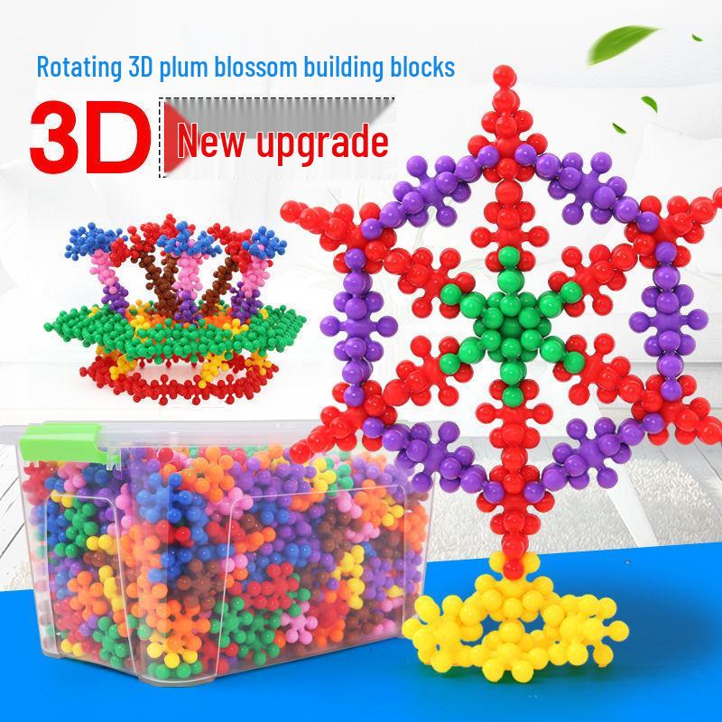 Plum Blossom 3D Snowflake Interlocking Building Blocks - Educational Rotating Toy