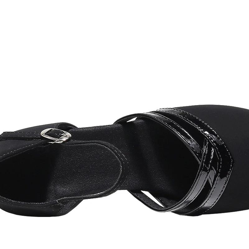  Ladies Ballroom Latin Dance Shoes Black Salsa Shoes Low Heel 3.5cm Samba Tango Shoe Soft Sole Party Ballroom Shoes