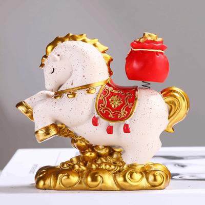 Vivid Resin Horse Figurine Desktop Ornament Chinese Style New Year Mascot Miniature Red Good Luck Zodiac Ornaments Car Decoratio