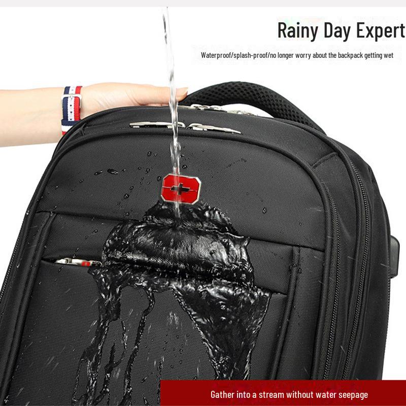 Multifunctional Business Travel Backpack with Detachable Wheels - Large Capacity, Waterproof, and Wear-Resistant.