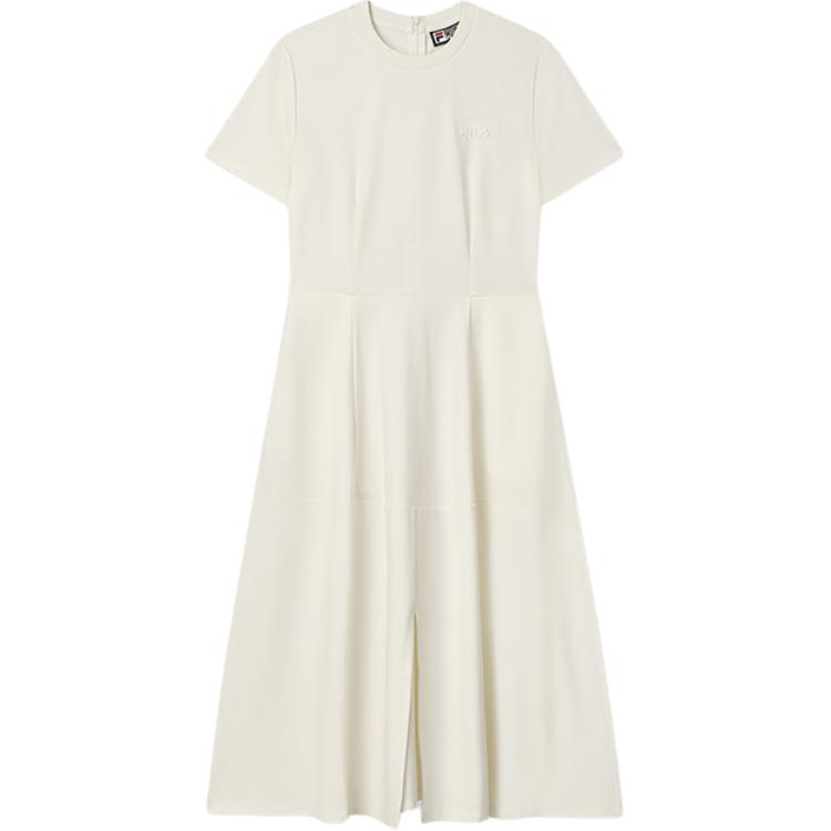Fila Solid Color Comfortable Fashion Casual Waist-Defining Short Sleeve Dress Women Dresses Light-Green F51W439301F-IV