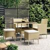 5-Piece Garden Set - EXCLUSIVE HOUSE - 5 Pcs Set - Wicker Resin - Zipped Cushions - Tempered Glass Tabletop