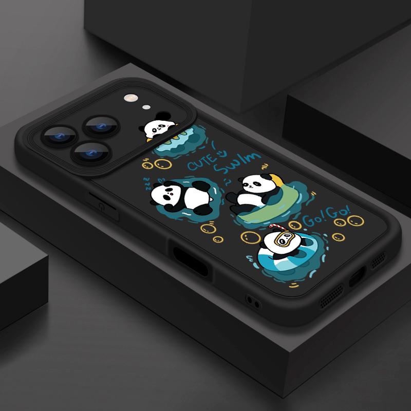 Cute Panda Pattern TPU Phone Case For iPhone 17 Pro 17e 15 16 Pro Max 14 13 Pro Max 16e Shockproof Soft Silicone Back Cover