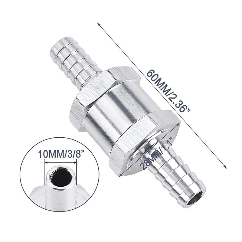 Aluminum Alloy Universal One-Way Check Valve for Car, Boat, Machinery, Gas, Oil, Diesel (6-10mm)