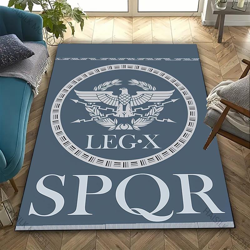 Tappeto con Stampa Logo Romano Vintage Classico Soggiorno Camera da Letto Ufficio Comodino Bagno Tappetini Pavimento Decorazione Casa Tappeto Regalo Arrivo Rapido
