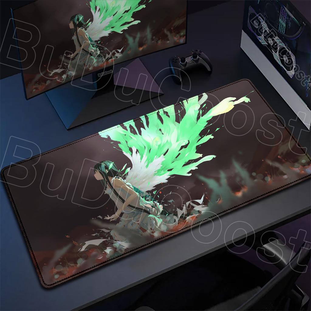 Laptop Washable Desktop Gaming Keyboard Mat PC Rubber Accessories Locking Edge 900x400mm Black S-Saya No Uta Mousepad XXL Carpet