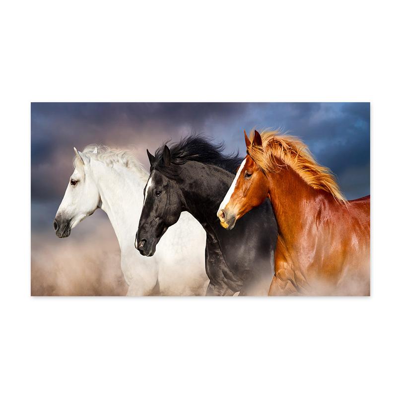 Pictură pe pânză cu trei cai care alergă, postere și imprimeuri de artă cu animale, pictură modernă, imagini de perete, pentru decorarea camerei de zi