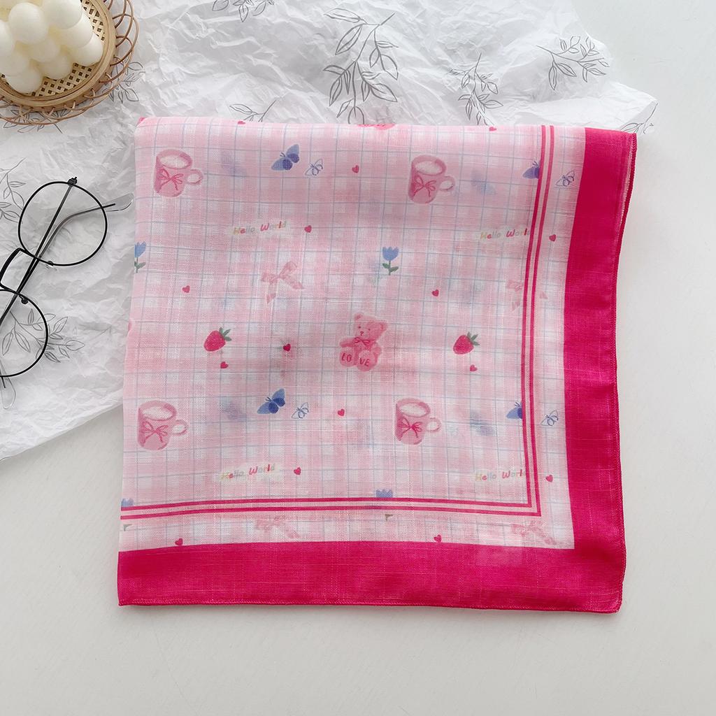 1116 New cotton and linen floral headband silk scarf small square scarf women's spring and autumn scarf decorative suit scarf headscarf versatile