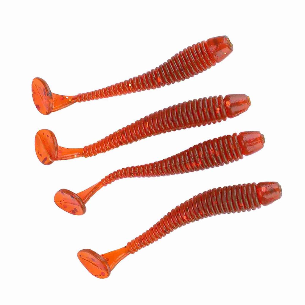 50PCS 5cm Soft Plastic Fishing Lures T tail Grub Worm Baits Fish Tackle Accessory Red