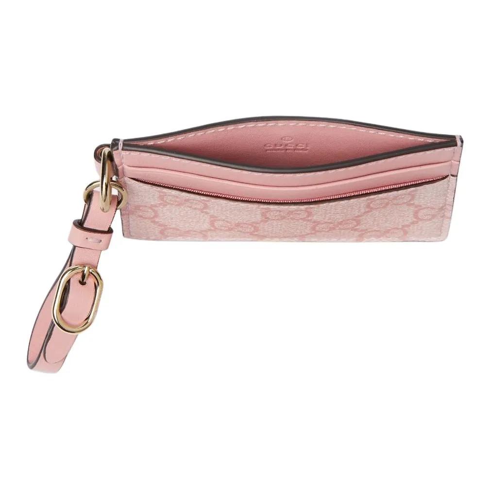 GUCCI GG Emblem brand iconic print coated fabric card holder women's light pink