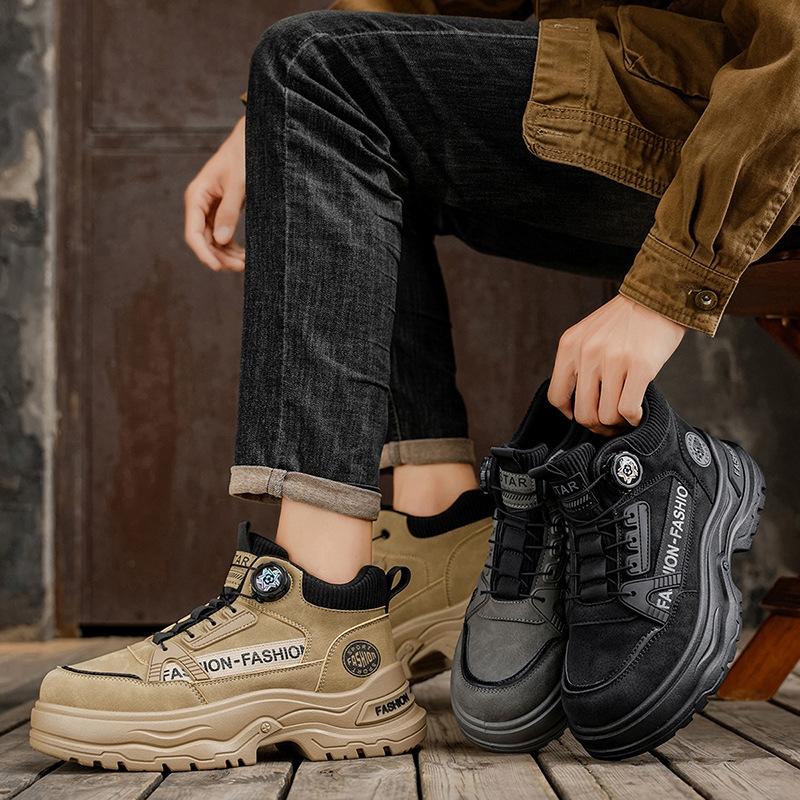 Shoes autumn youth sports wear-resistant non-slip thick-soled high-top casual rotating buckle Martin boots