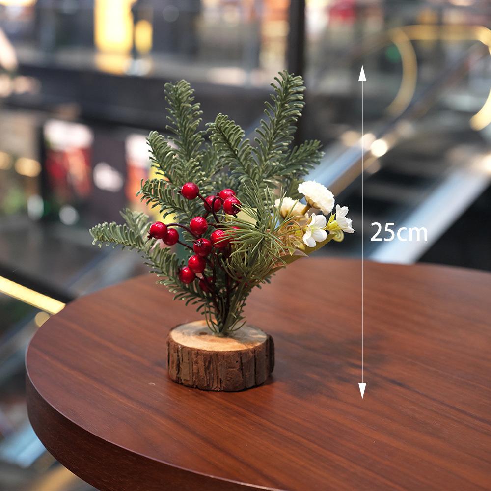 

Christmas Decorations Desktop Wealth Tree Berry Log Simulation Pottery Home Ins hall Decoration Home Showcase Shop Decoration 3pcs
