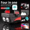 4 In 1 Bike Light Bicycle Light Rechargeable 2000 MAh Multi-function Cycling Head Lamp with Horn Mobile Phone Holder Powerbank