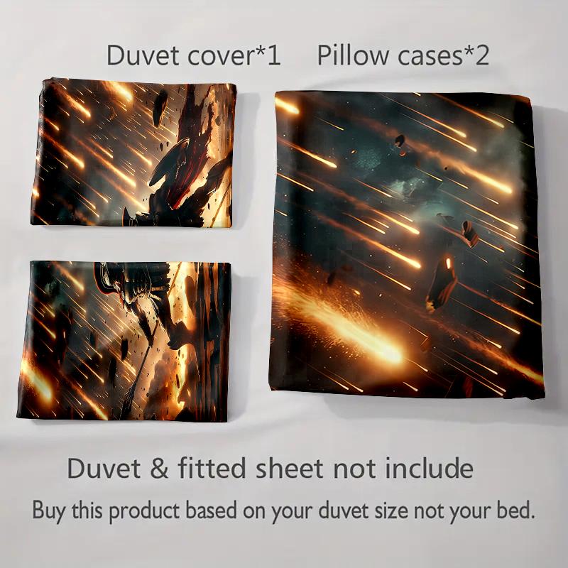 Fiery Warrior Scene Bedding Duvet Cover Sets Duvet Covers Pillowcases Gifts (1 * Duvet Cover 2 * Pillowcases, Without Duvet Insert)