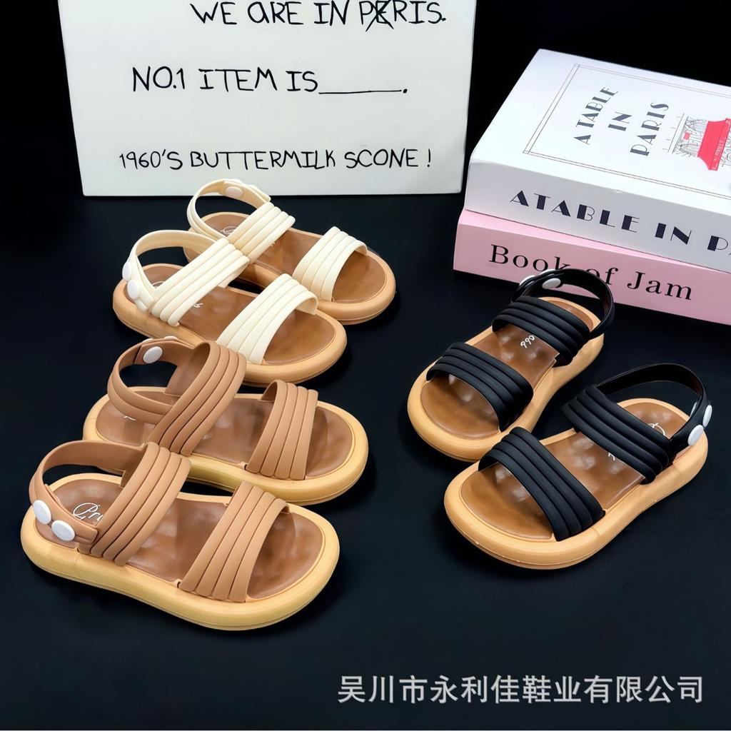 Girls' Summer New Soft-Soled Sandals for Young and Older Children with Buckle Closure