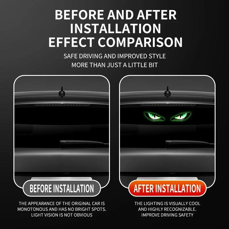 Solar Power Car Demon Eye Light Cool Flashing Warning Light Dynamic Safety Vehicle Signal Lights Car Wireless Decorative Light Neon Lights 4