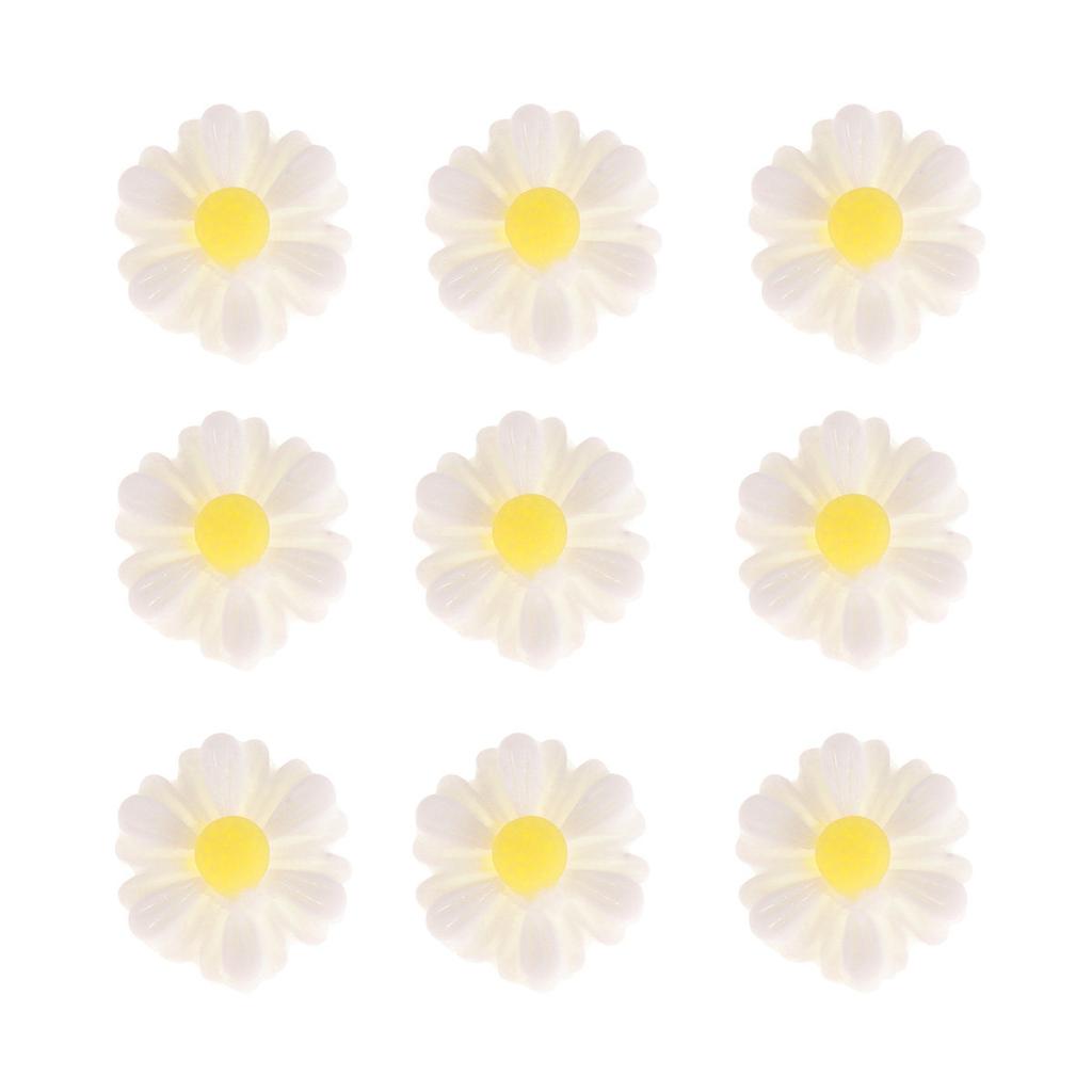 20Pcs 13Mm White Plastic Artificial Daisy Flowers Craft Supplies for Scrapbooking Home Decor Resin Flower Accessory Flower Beads