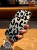Leopard Print Art Electroplate Silver IMD Phone Case For iPhone 15 Pro Max 16 14 13 12 11 7 8 Plus X XS XR Shockproof Hard Cover