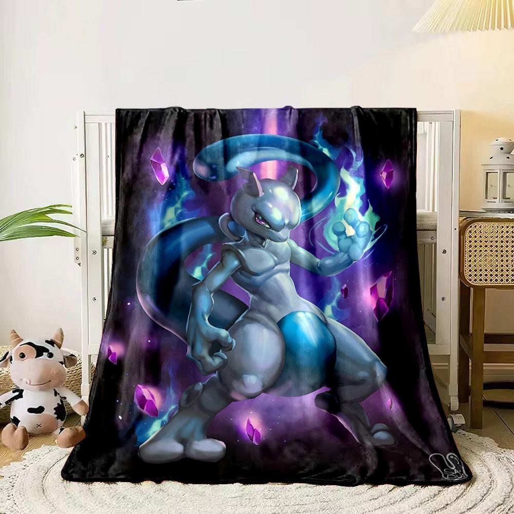 

A futuristic creature surrounded by glowing purple crystals and blue fire. for all seasons blanket lunch break throw gift 80cm x 120cm