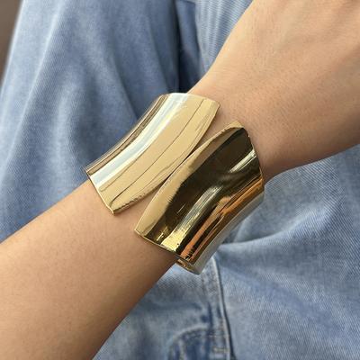Ingemark 6 Styles Trendy Punk Asymmetric Smooth Spring Bangles Women Fashion Statement Wide Cuff Bracelet Steampunk Men Jewelry