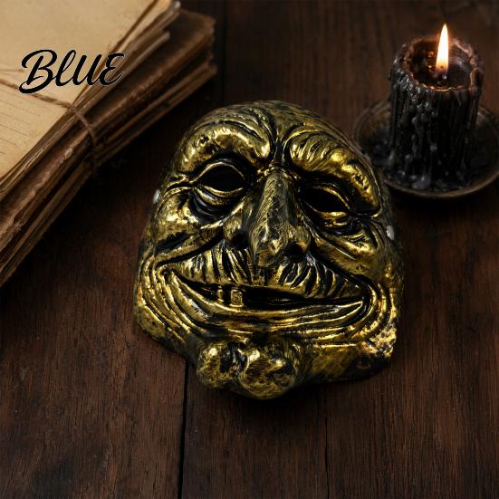 Masque Facial Ridé Effrayant Halloween Masque de Clown Vintage Or Argent Accessoire Durable Costume pour Fête Mascarade Effrayante Maison Hantée Cosplay Respirant