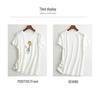 Women's White Silk-Cotton Splicing T-Shirt: 2025 Summer Loose-Fit Korean Style with Mulberry Silk and Short Sleeves, Printed Design.