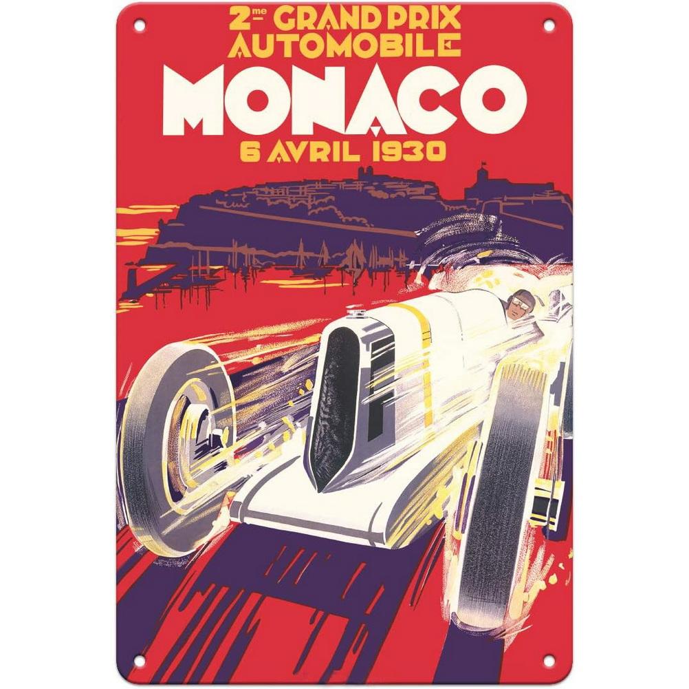 Decor Racing Vintage Metal Signs Tin Sign Monaco Grand Prix Racing Funny Poster Decor for Bar Pub Club Man Cave Wall Decoration