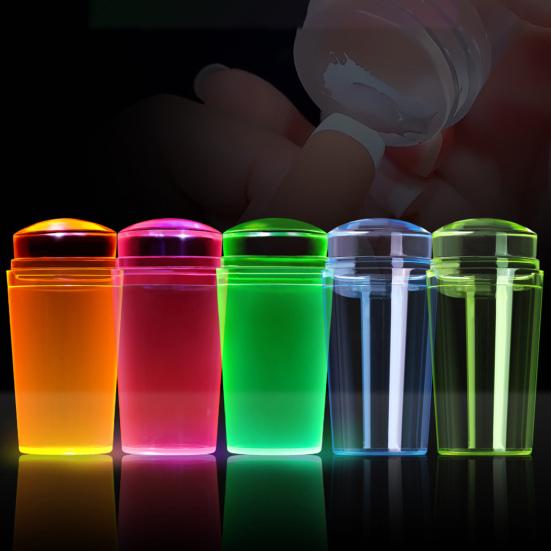 1 Set Nail Art Stamp Easy Printing Detachable High Durability DIY Fluorescent French Tip Nail Silicone Stamper Tool Nail Salon Supply
