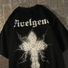Einfaches Retro Hiphop Kreuz Kurzarm T-Shirt Herren Lockeres Oberteil Y2k Oberteil Sommer Lockere Kleidung Y2k Übergroße Oberteile T-Shirt