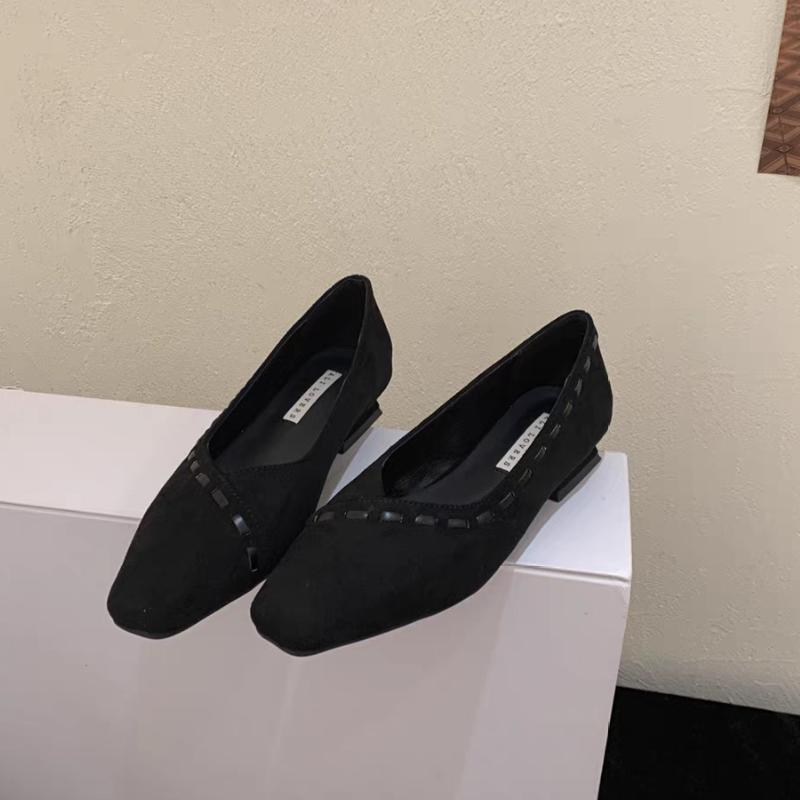 French Inner Heightened Small Square Toe Single Shoes Women's Autumn Commuting Versatile Temperament Shallow Boat Shoes
