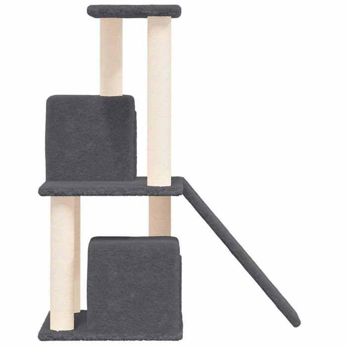 Arbre à chat - MAISON EXCLUSIVE - 82 cm - Gris foncé - 2 maisons & 1 plate‑forme - Poteaux en sisal naturel
