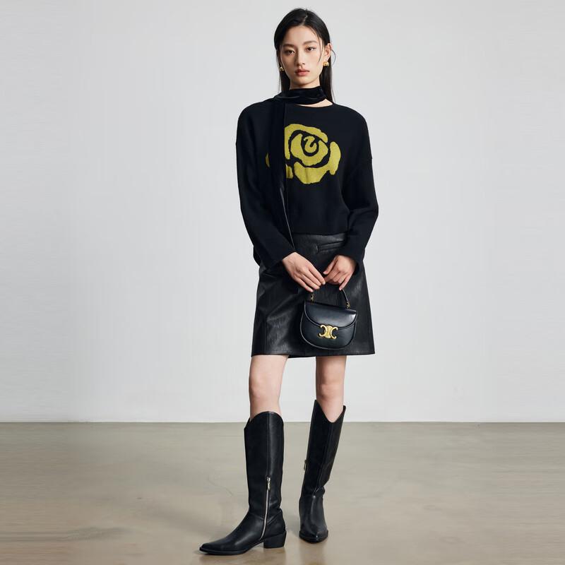 

Sancai 2025 Осень Женский Вязаный Короткий Топ с Круглым Вырезом M 160/84A