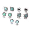 New Trends 5 Pairs Of Jewelry Dazzling Turquoise Gemstones Bohemian Earrings Stud Earrings