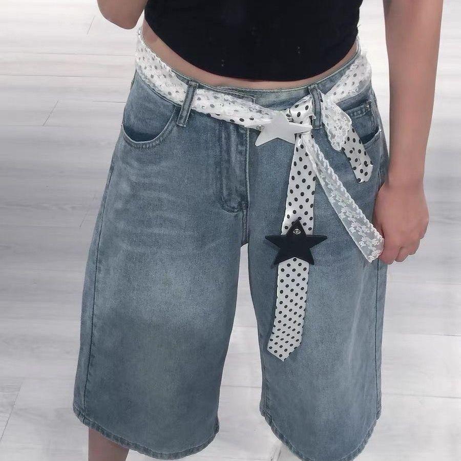 Elegant Retro Polka Dot Silk Lace Waist Cincher Scarf Belt for Women - Versatile Accessory for Jeans and Skirts