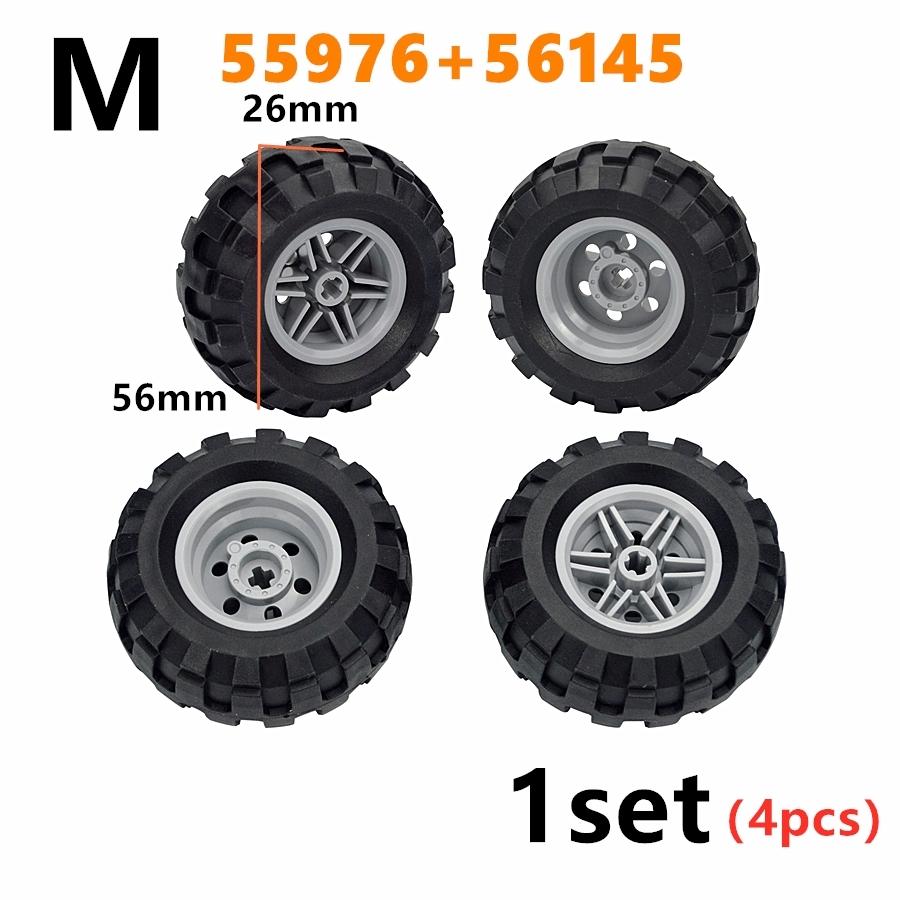 MOC Brick Wheel Hub Technical Tire Car Truck Vehicle Tire Construction Building Blocks 56145 32019 86652 56908 41897 54120 Leduo