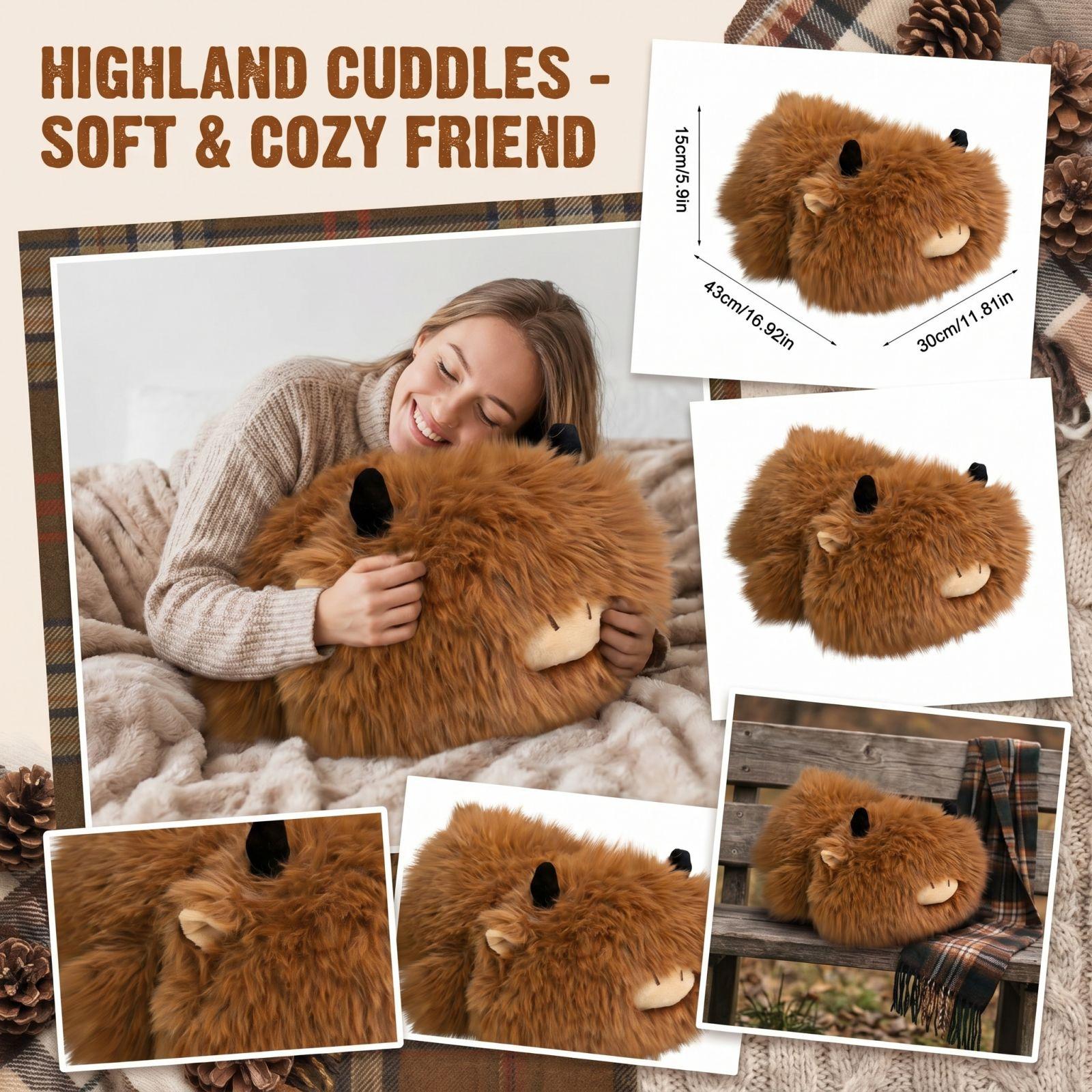 

Plush Highland Cow Stuffed Animal Soft Cuddly Pillow Plush Toy for Kids Comfort and Soothing Sensory Companion One Size