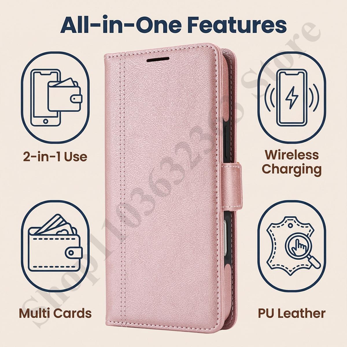 Wireless Charging Leather Wallet Case For Google Pixel 10A 9A 8A 10Pro XL 9Pro 10 9 8 Stand Phone Cover Magnetic Phone Case Google Pixel 8 розовый