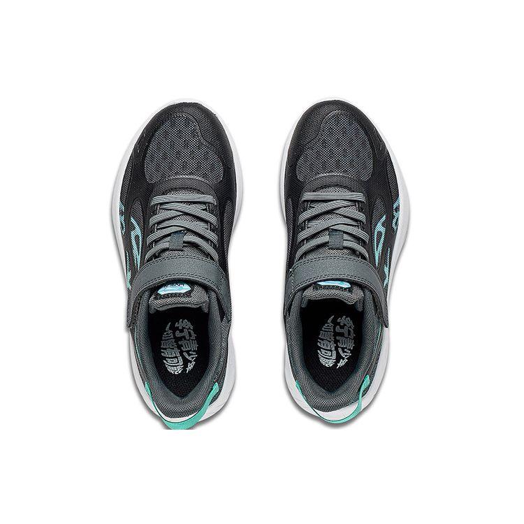 Li Ning Kids Shock Absorption Rebound Mesh Breathable Comfortable Low Top Running Shoes Kids Running Shoes Black Gray YKFT040-5