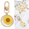 Herz Trockenblume Schlüsselanhänger Schlüsselring Für Freund Geschenk Runder Wassertropfen Gänseblümchen Anhänger Schlüssel-Accessoire Tasche Gepäck Anhänger