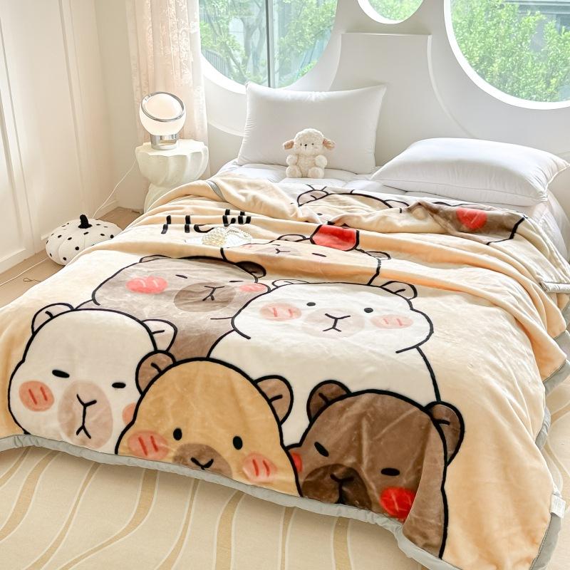 Double-Layer Thickened Fleece Blanket for Single or Double Use Autumn/Winter Cover Blanket