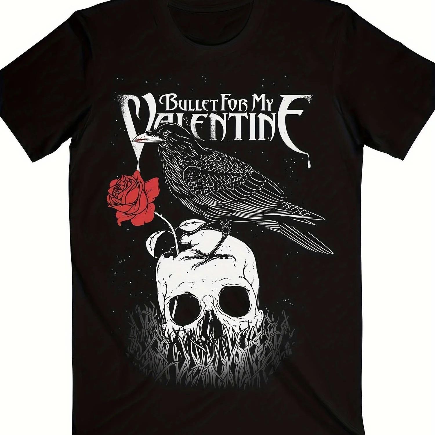 

Bullet For My Valentine Raven T-Shirt 100% Cotton Graphic Short Sleeve Shirt Unisex Men Women Summer S
