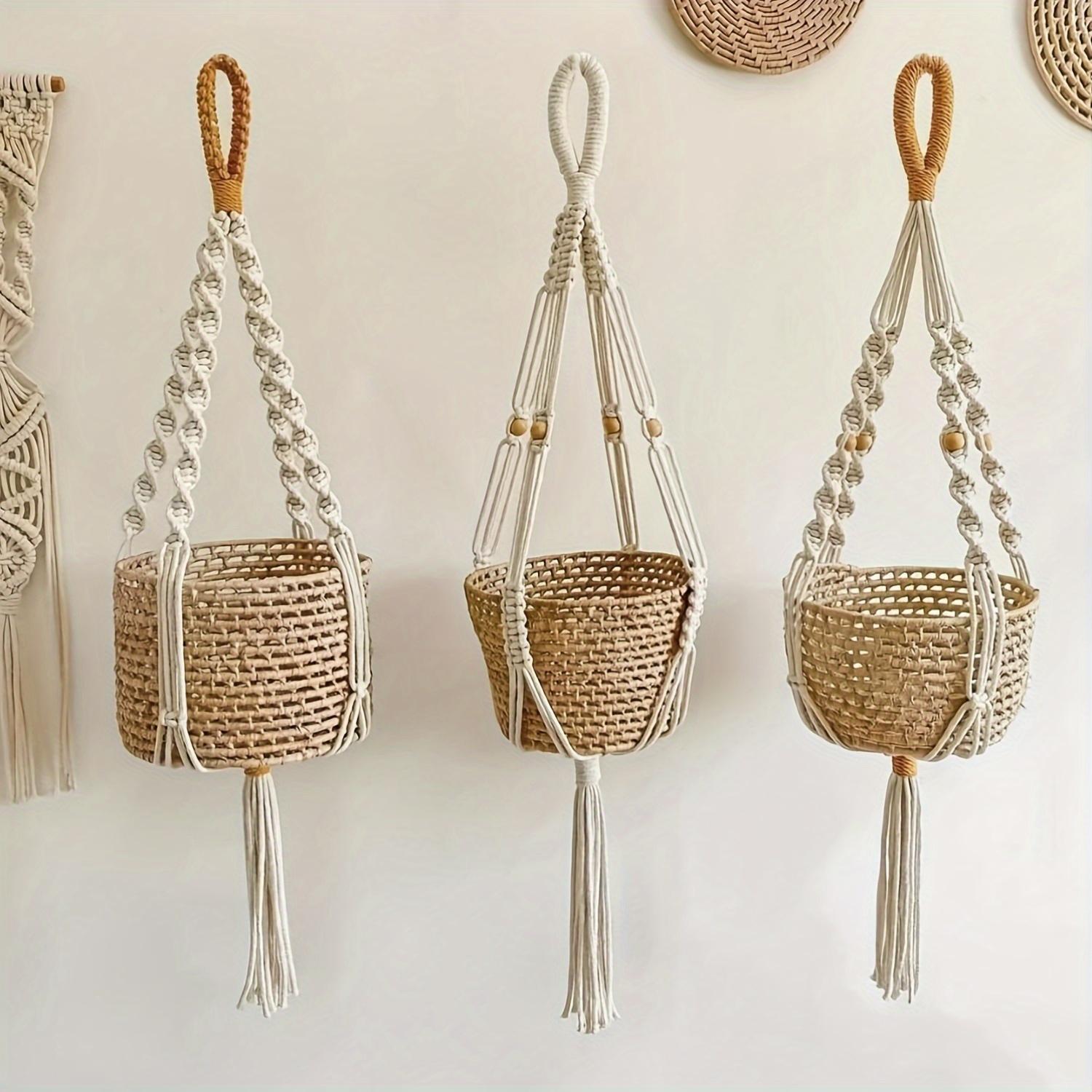 

Bohemian Macrame Plant Hangers Set of 3, with Handmade Tassels for Flower Pots. светло-желтого