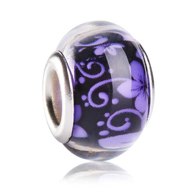 Daisy Flower Round Murano Glass Beads for Charm Bracelet Pendant DIY Jewelry