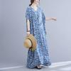 Dimanaf 2024 Plus Size Dress Women Summer V-Neck Sundress Bohemian Floral Print Loose Big Oversize Maxi Dress 5112