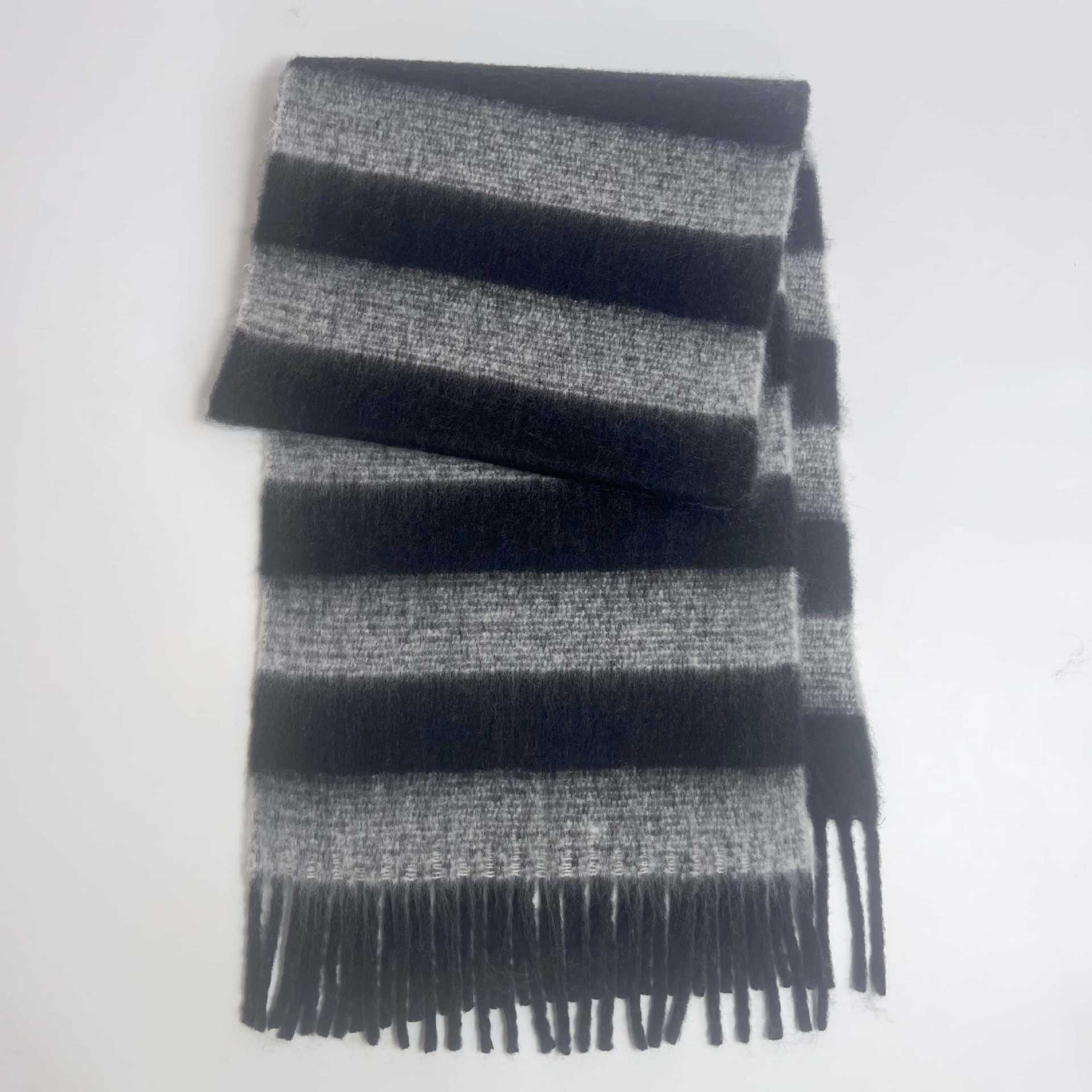 

Ретро контрастный цвет полосатый бахромчатый шарф женский зимний атмосфера утолщенный универсальный теплый шарф шаль двойного назначения