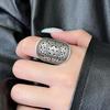 Ethnic Floral Pattern Adjustable Open Ring - Women's Retro Fashion Statement Index Finger Ring