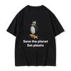 Save The Earth Eat Plastic Funny Meme Summer T-Shirt Cute Penguin Graphics Woman T Shirt Fashion Casual Short Sleeve T-shirts
